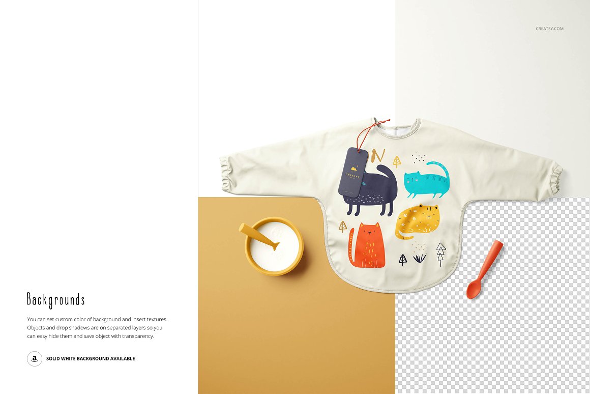 婴儿围兜饭兜图案母婴品牌设计提案样机PSD模板 Baby S