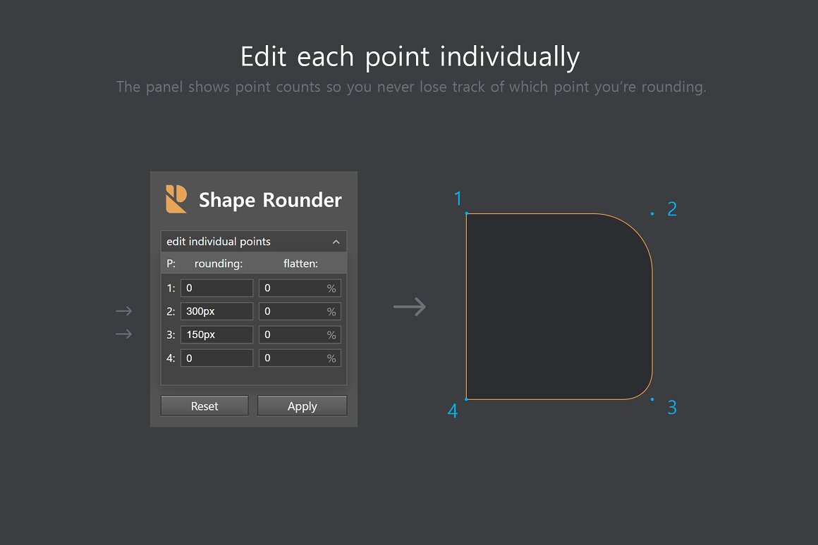 PS形状平滑圆角路径编辑扩展插件 Shape Rounder