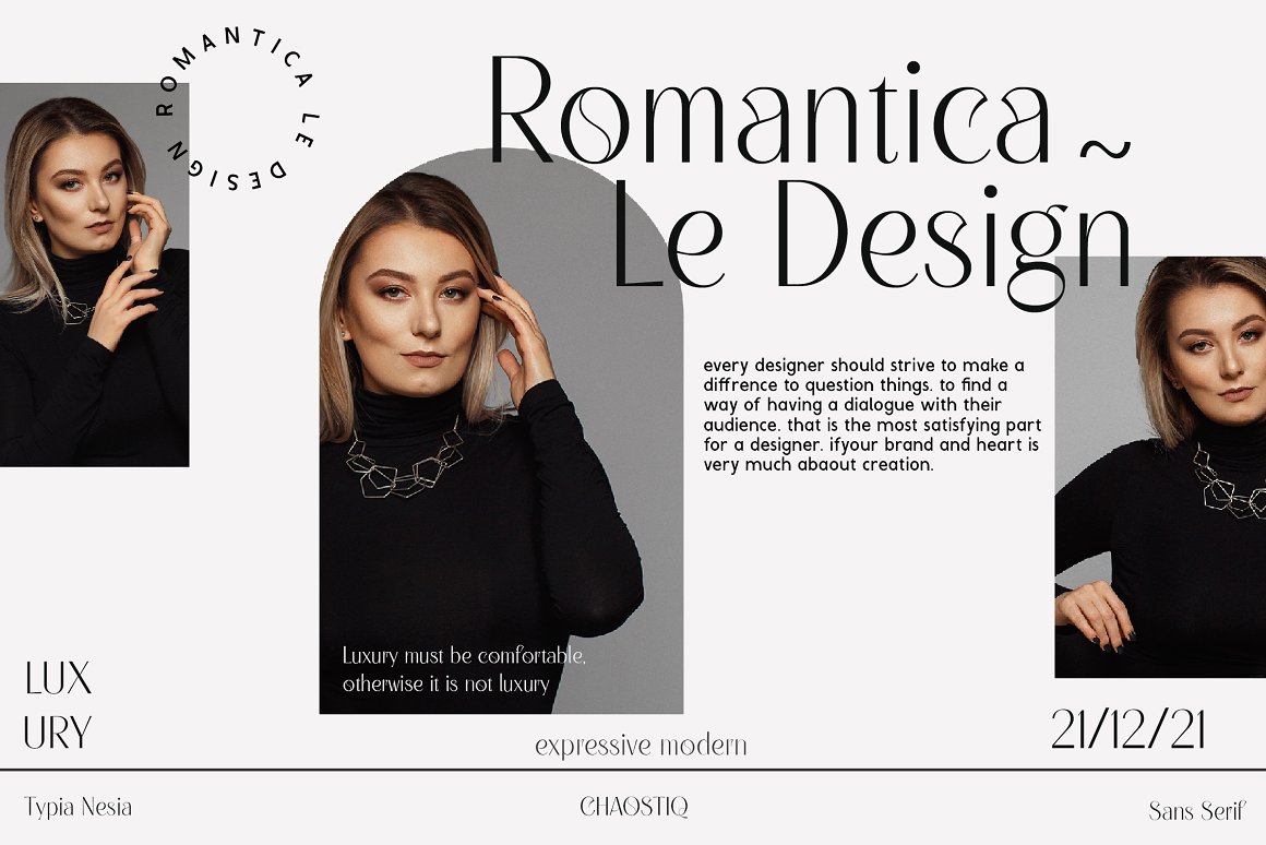 复古优雅时尚的女性品牌海报杂志排版英文衬线字体 Chaost