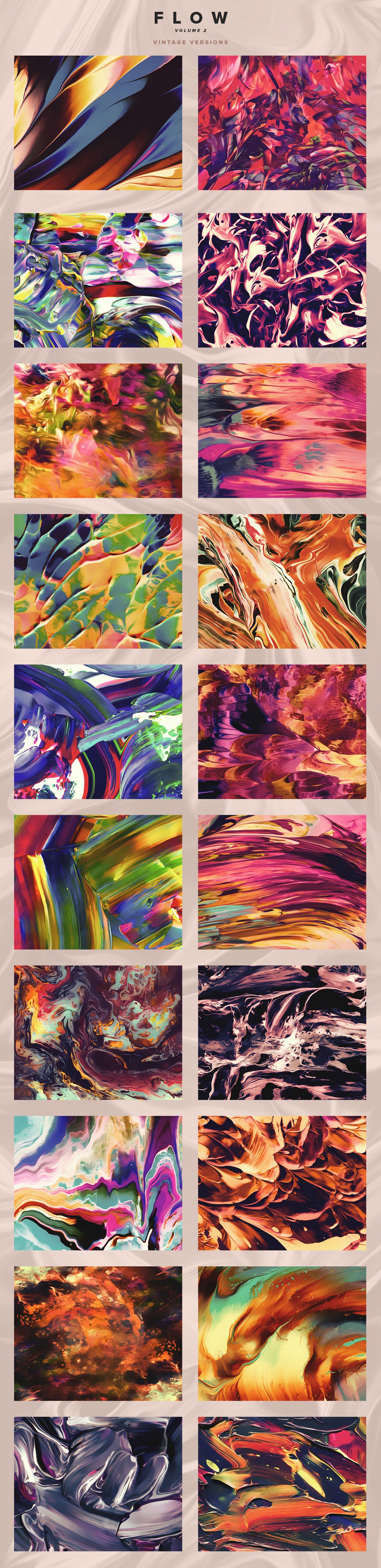 100幅高分辨率抽象流体颜料油漆液体纹理背景素材 Flow,