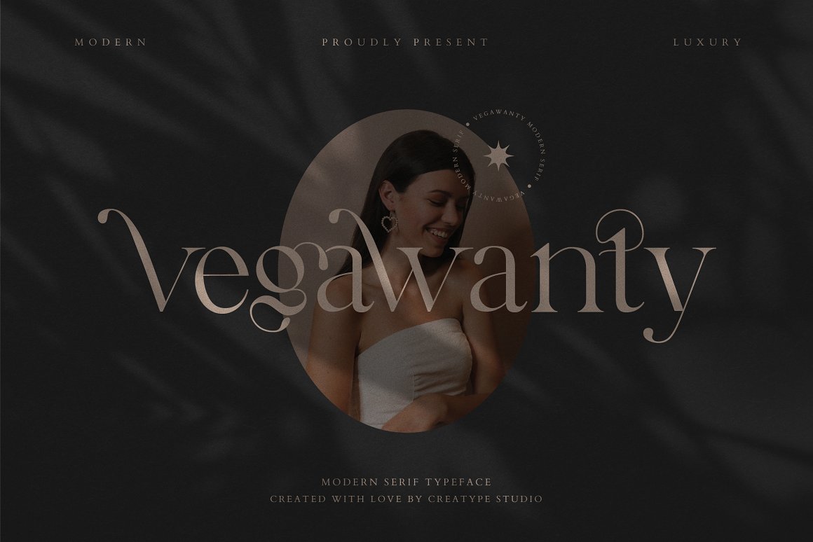 优雅独特时尚的海报杂志婚礼设计排版英文衬线字体 Vegawa
