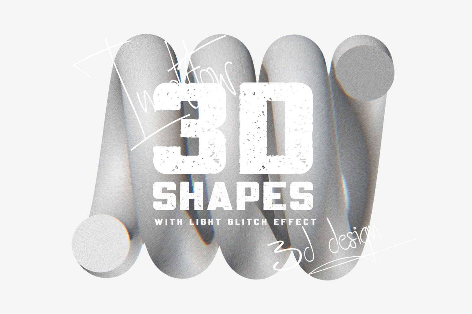复古颗粒感抽象渐变光影效果立体形状PNG素材 3D Shap