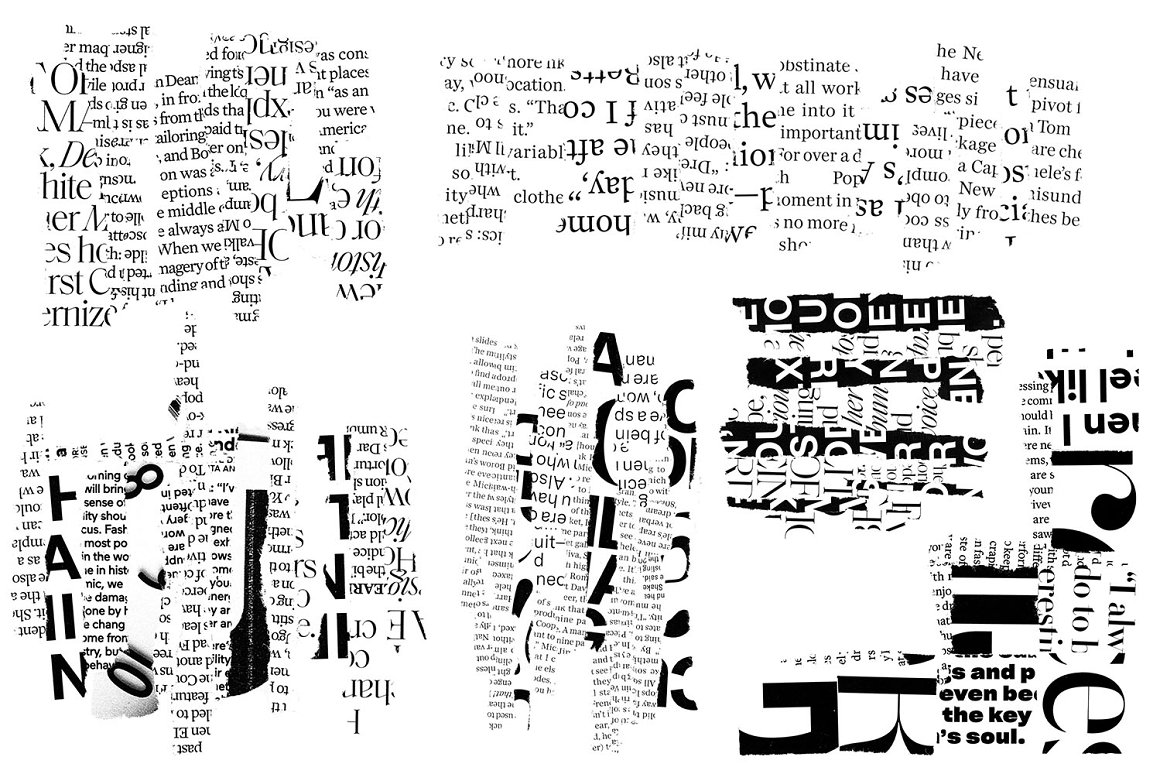 抽象主义错乱文字拼贴艺术画笔PS笔刷素材 Text Coll