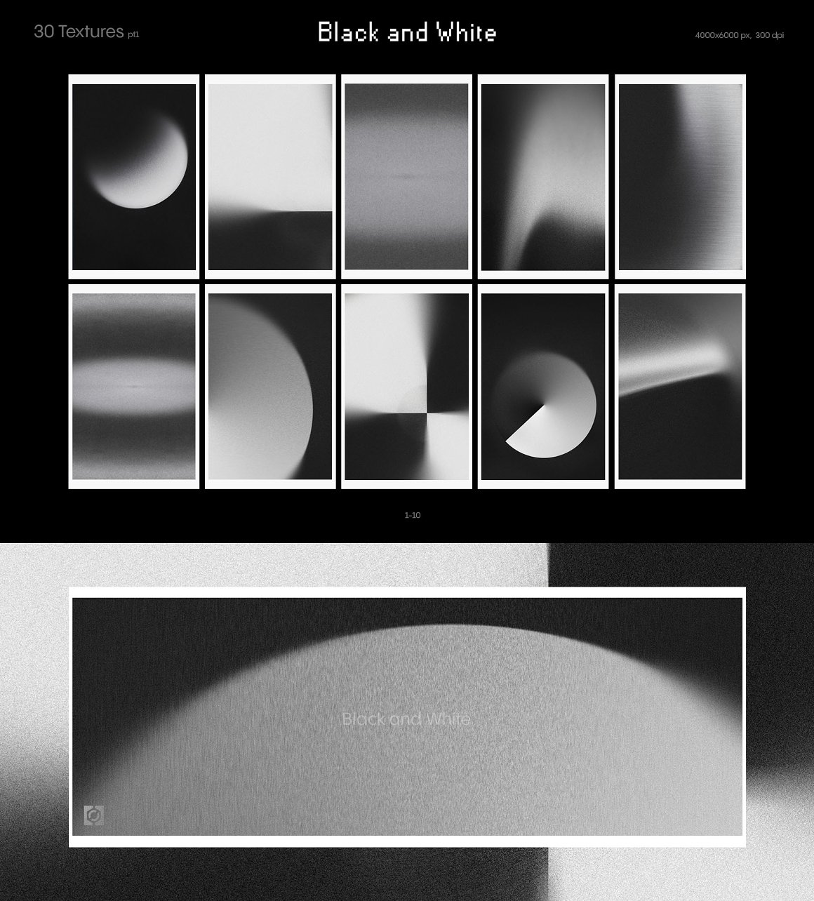 未来派颗粒感渐变黑白抽象背景形状扭曲网格素材合辑 Textu