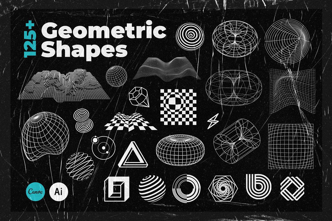125+未来派科技抽象概念扭曲几何错觉形状图形素材合辑 Ab