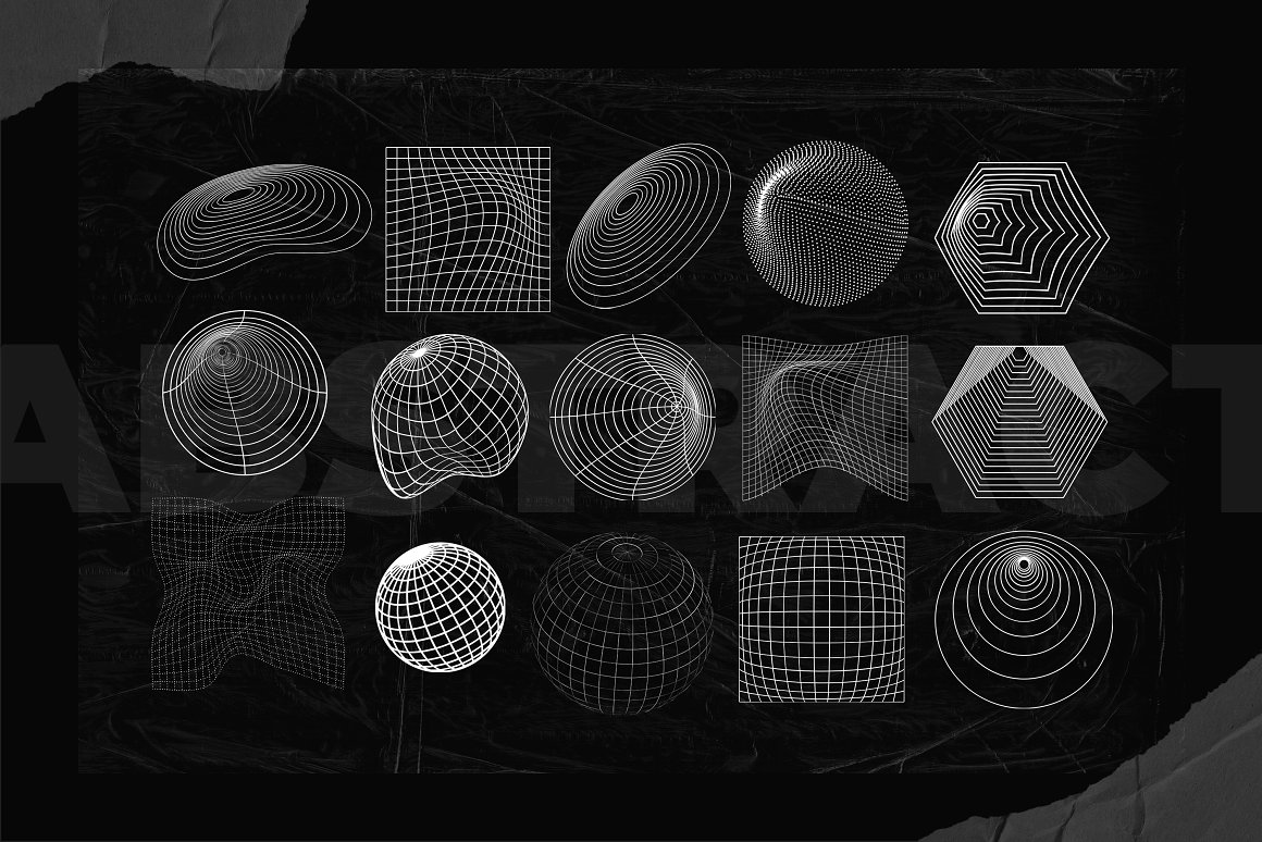 125+未来派科技抽象概念扭曲几何错觉形状图形素材合辑 Ab