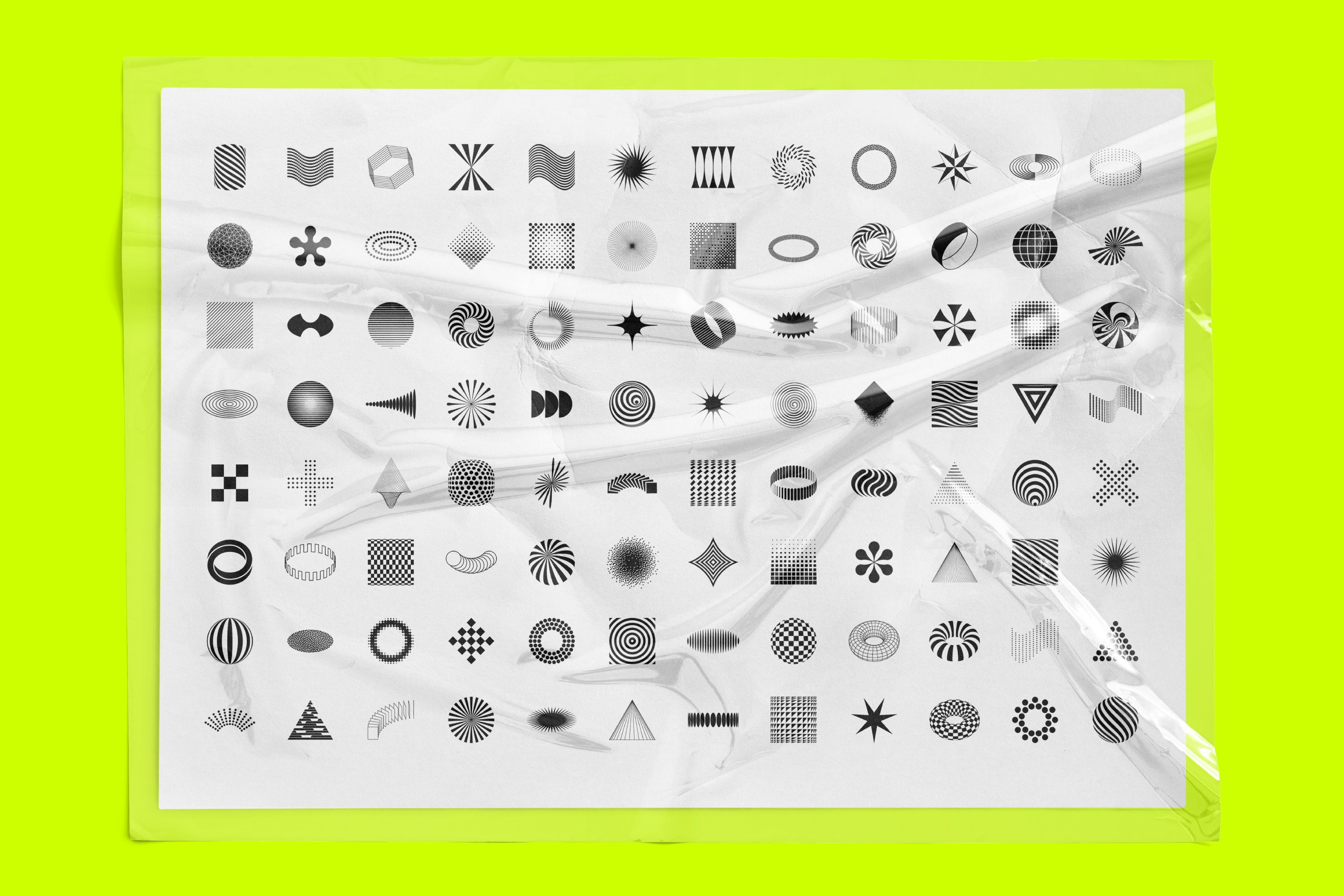 未来派酸性艺术抽象几何形状仿旧纹理设计素材 Abstract