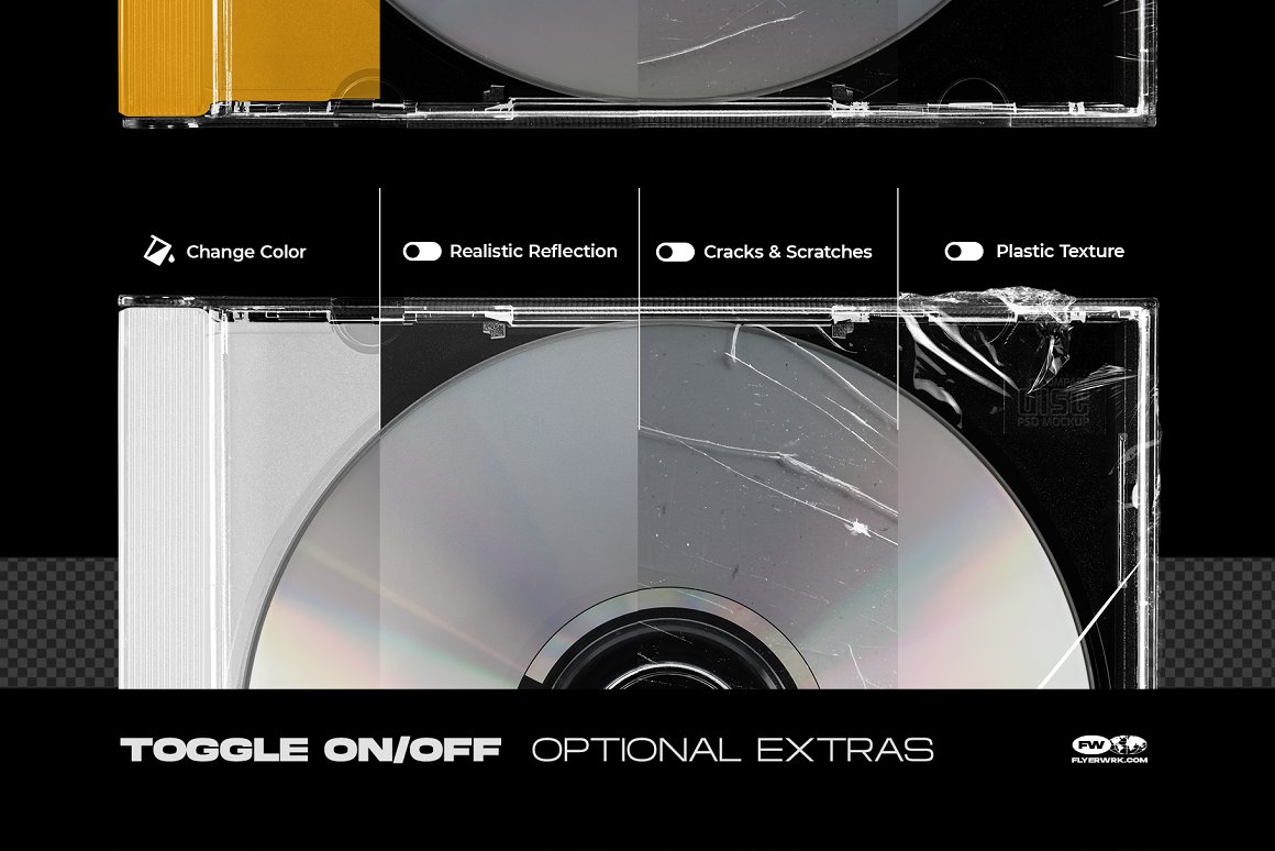 复古老物件CD光碟盒塑料薄膜包装音乐专辑设计展示样机PSD模