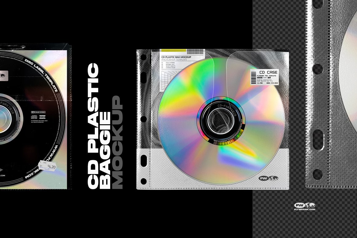 复古老物件CD光碟盒塑料薄膜包装音乐专辑设计展示样机PSD模