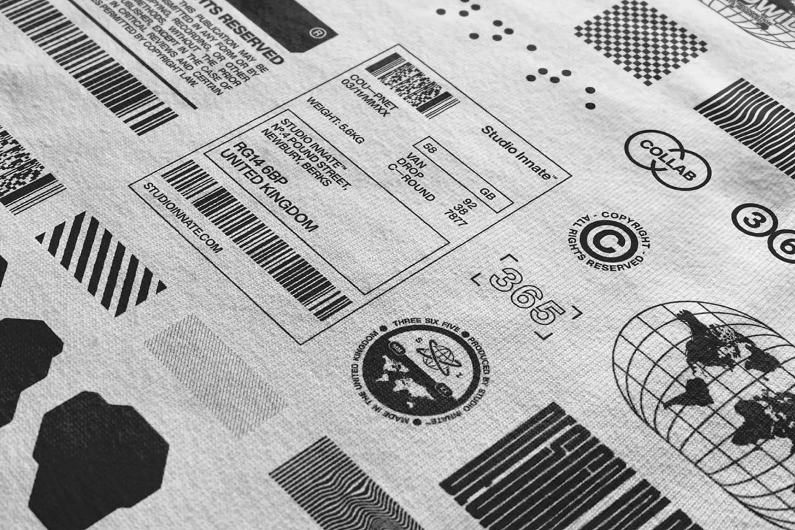潮流酸性艺术潮牌服饰标签洗水标领标设计抽象图形合辑 Lock