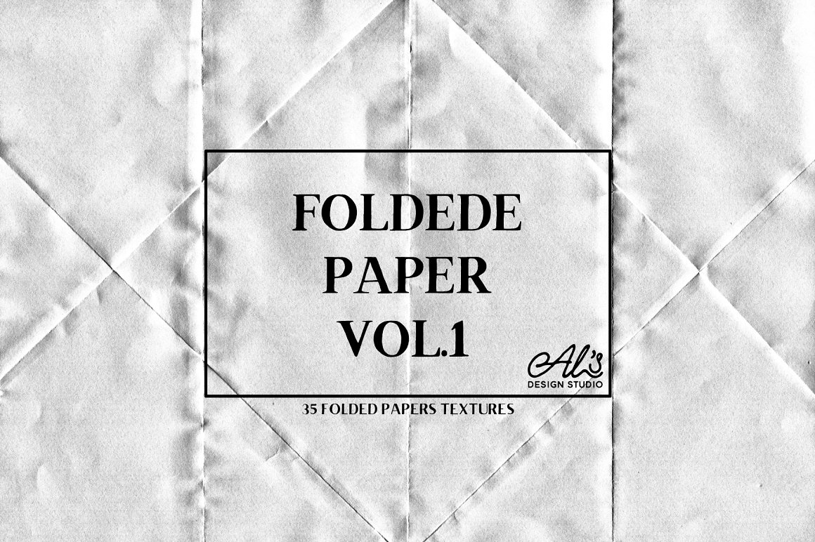 真实折痕褶皱纸张纹理背景素材合辑 Foldede Paper