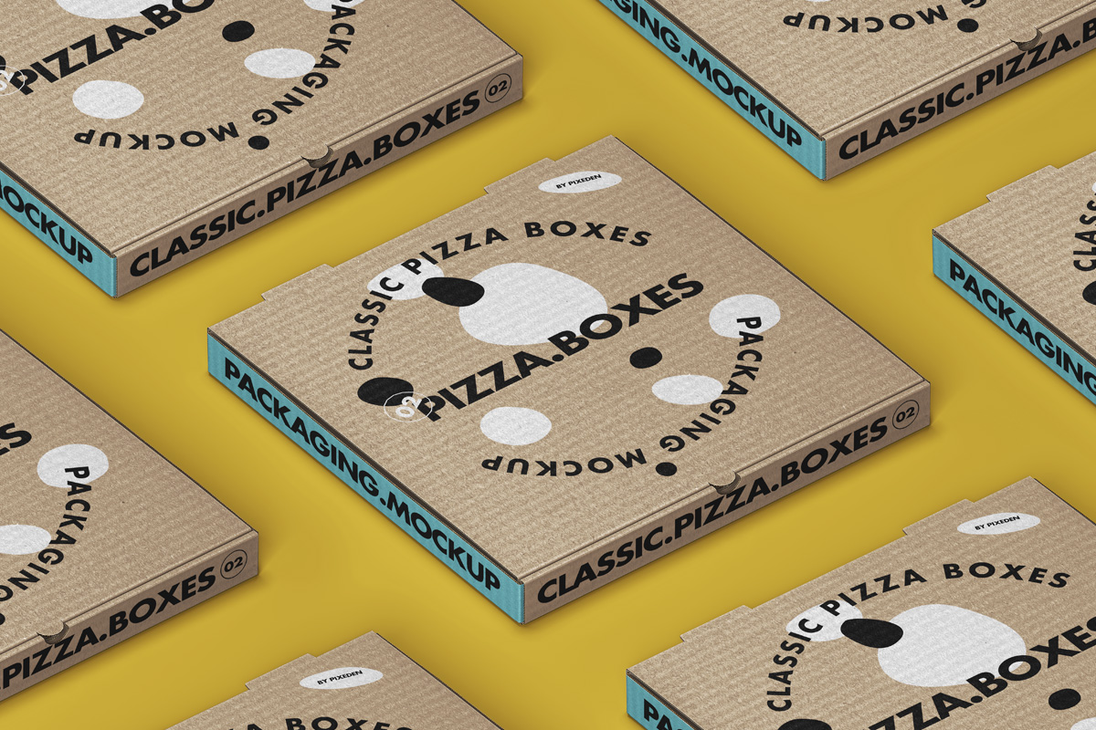方形披萨盒快餐食品包装设计样机 Square Psd Piz