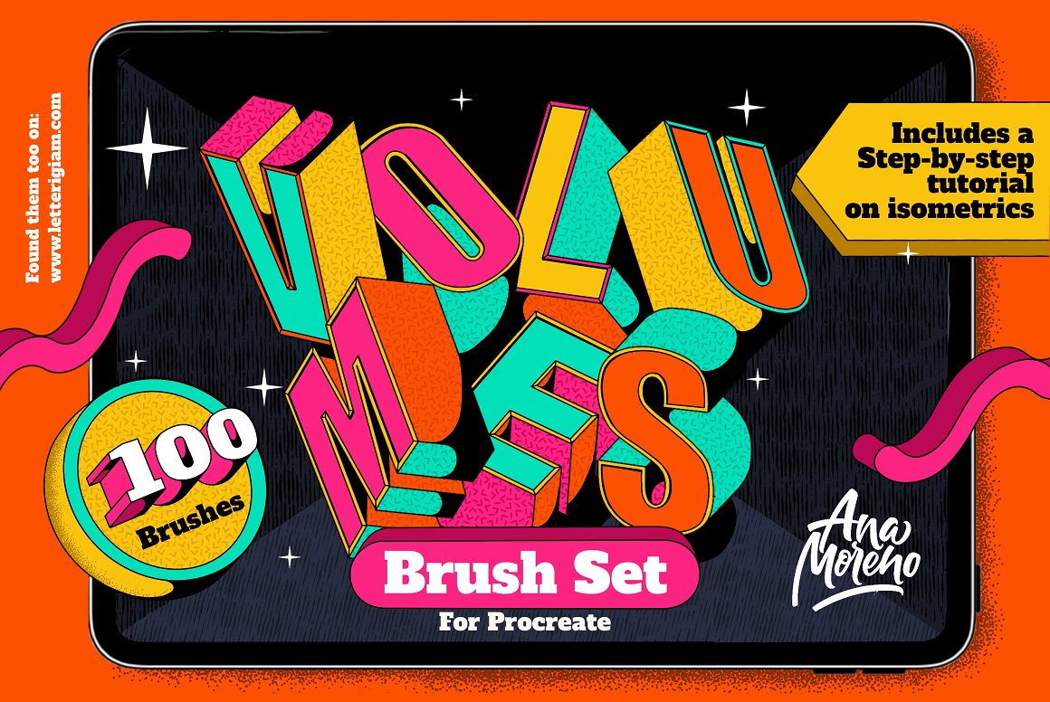 等距立方体圆柱体画笔素材 Volumes Brush Set