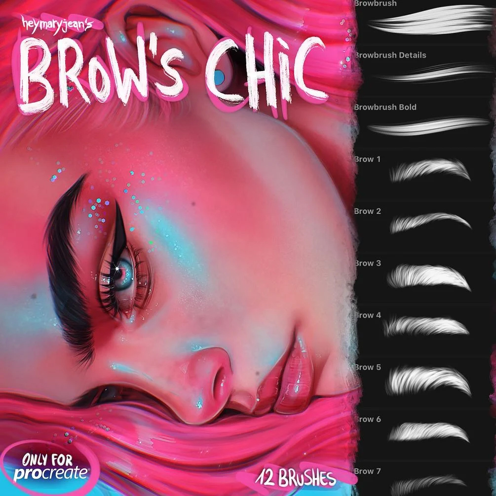 卡通动漫插画二次元美女眉毛笔刷套装 Brow's Chic