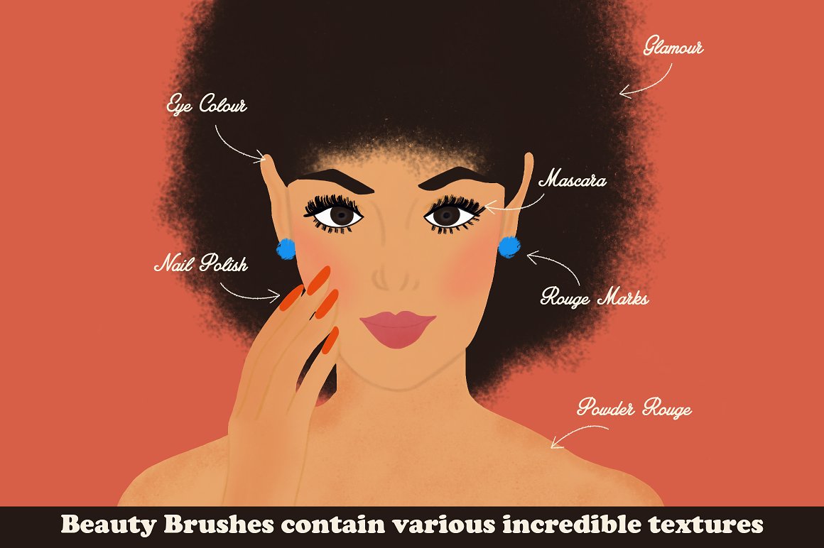80年代复古时尚美容笔刷 Beauty Brushes fo