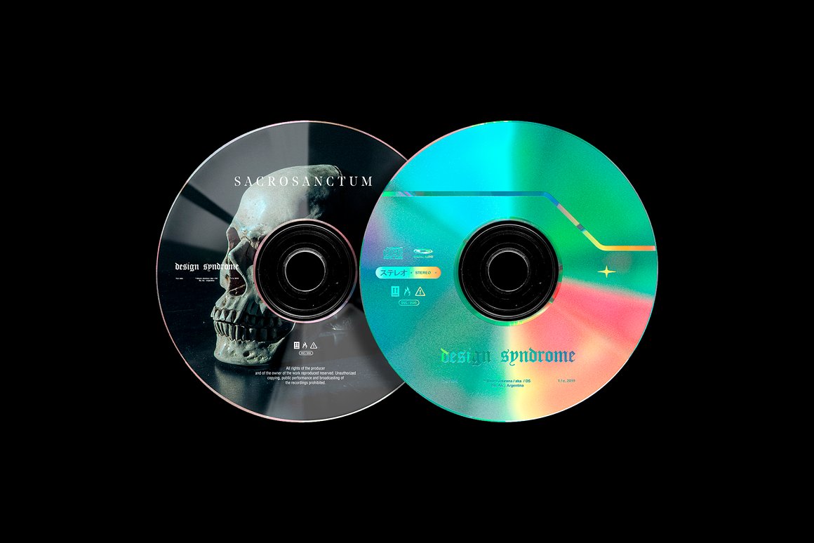 复古磨损做旧音乐专辑CD封面塑料包装设计展示样机PSD模板