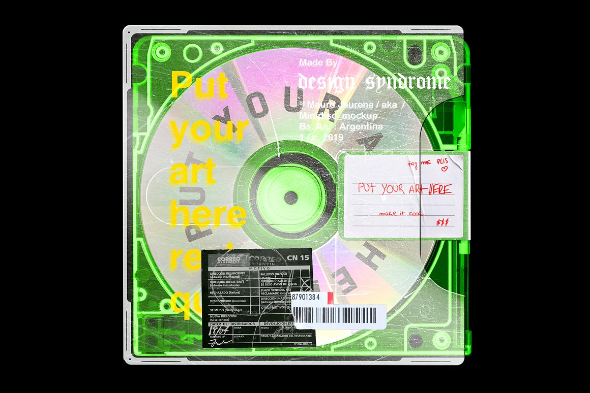 复古老物件迷你音乐专辑CD光盘盒塑料包装做旧样机PSD模板
