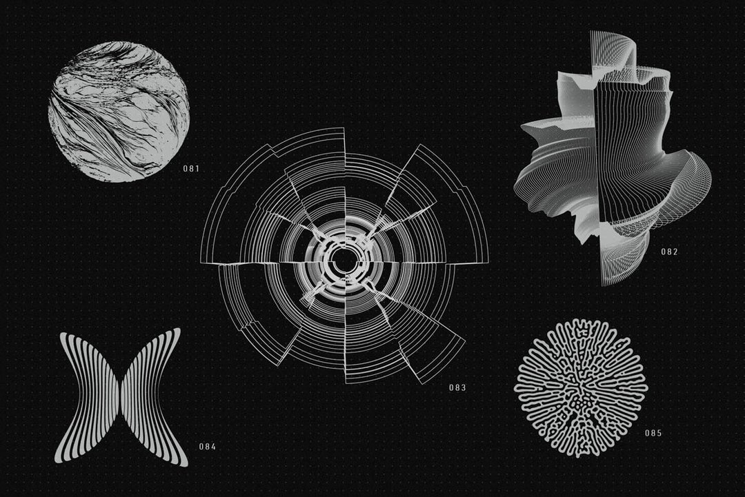 未来派蒸汽波酸性艺术赛博朋克高科技抽象几何元素装饰素材合集包