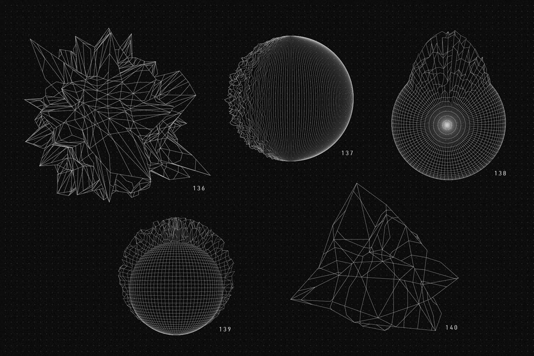 未来派蒸汽波酸性艺术赛博朋克高科技抽象几何元素装饰素材合集包