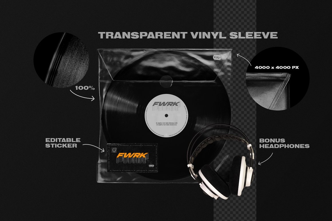 复古老物件乙烯基音乐唱片碟片专辑封面设计提案样机模板 Ret