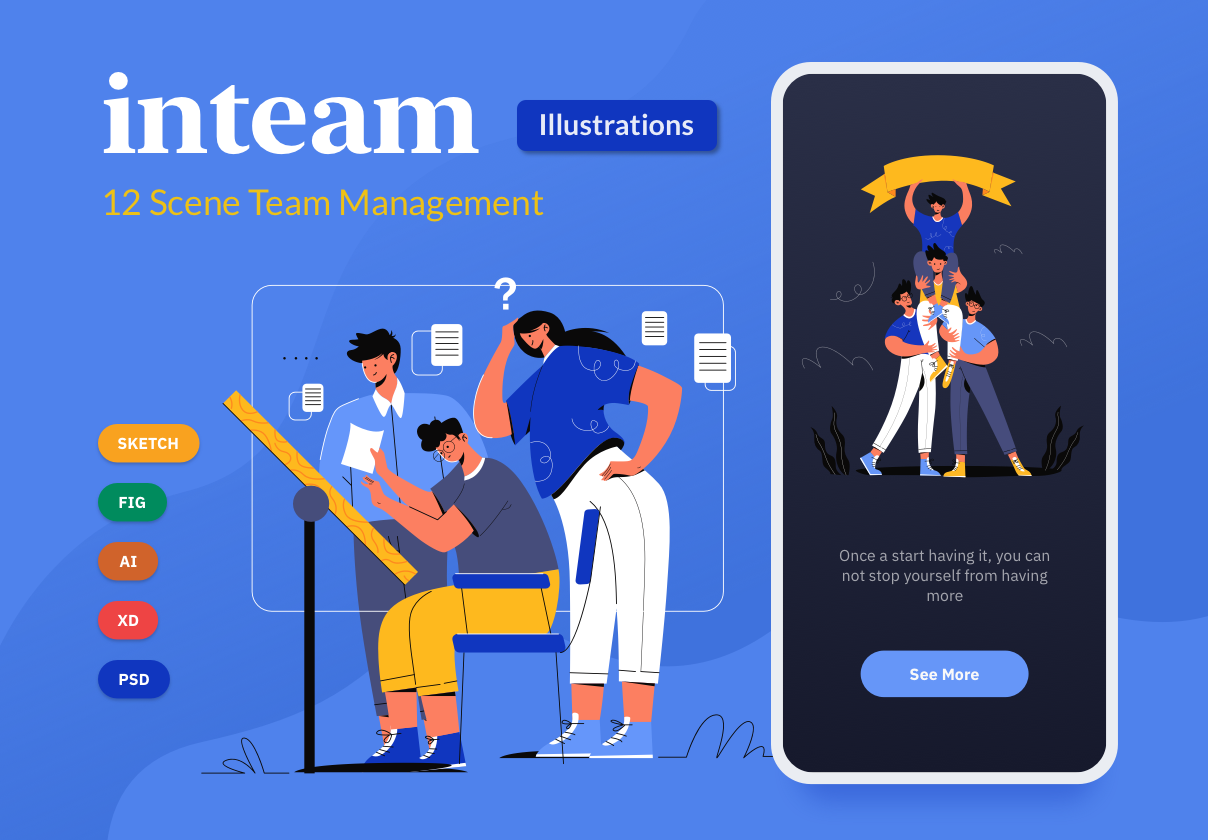 企业团队协作公司团建web插画合集包 Inteam - Te