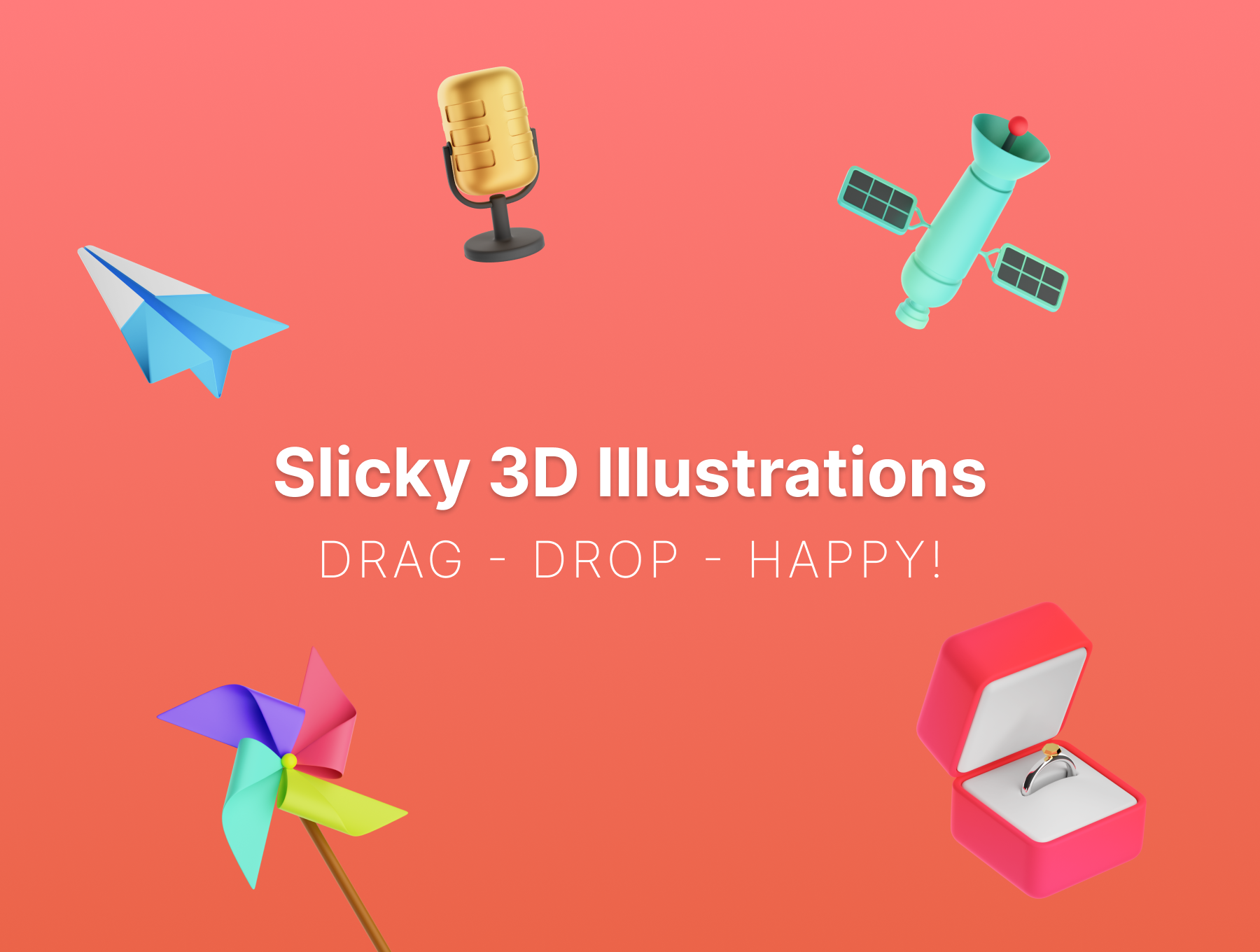 高品质三维渲染彩色卡通图标插画合集包 Slicky 3D I