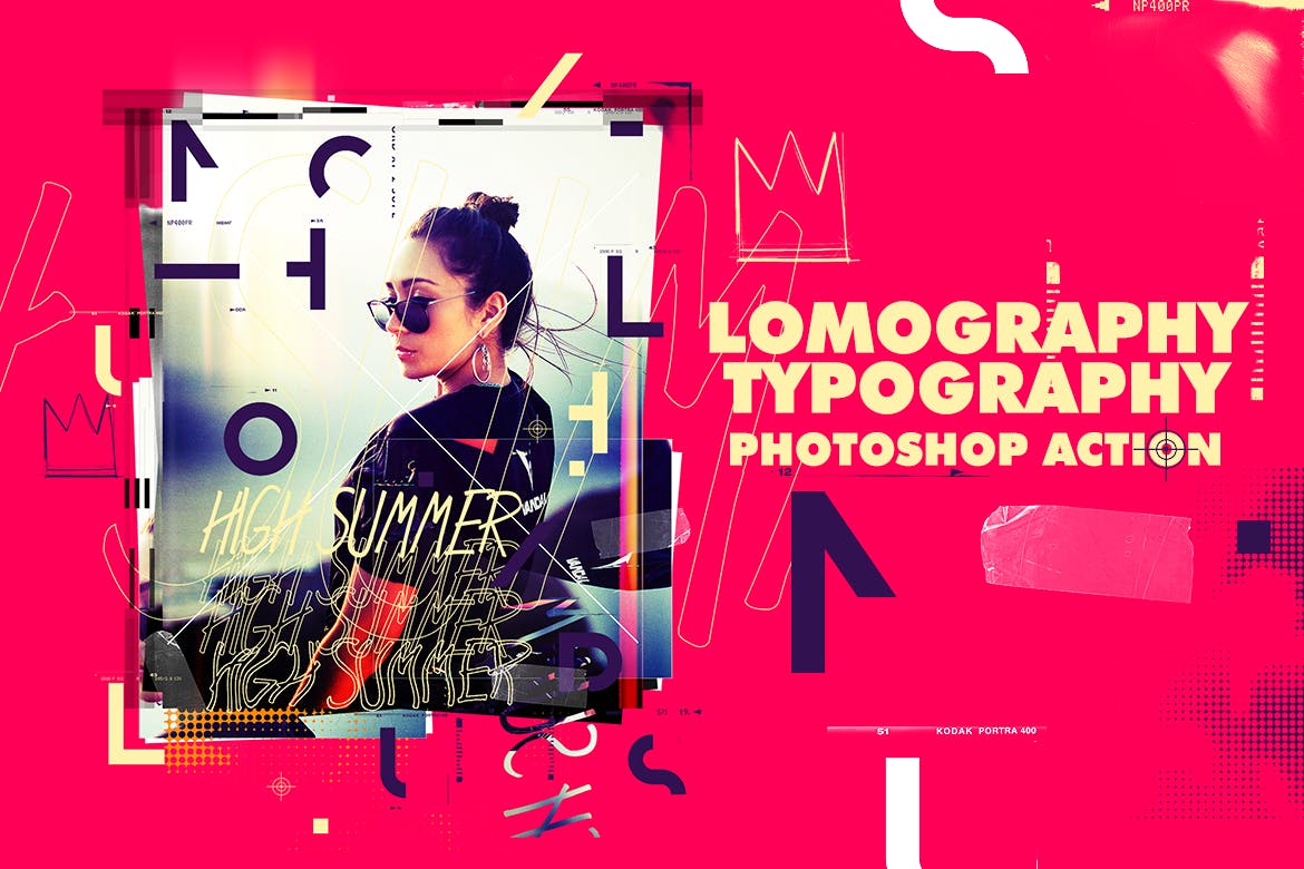 抽象摇滚漏光半色调海报快速生成PS动作 Lomography