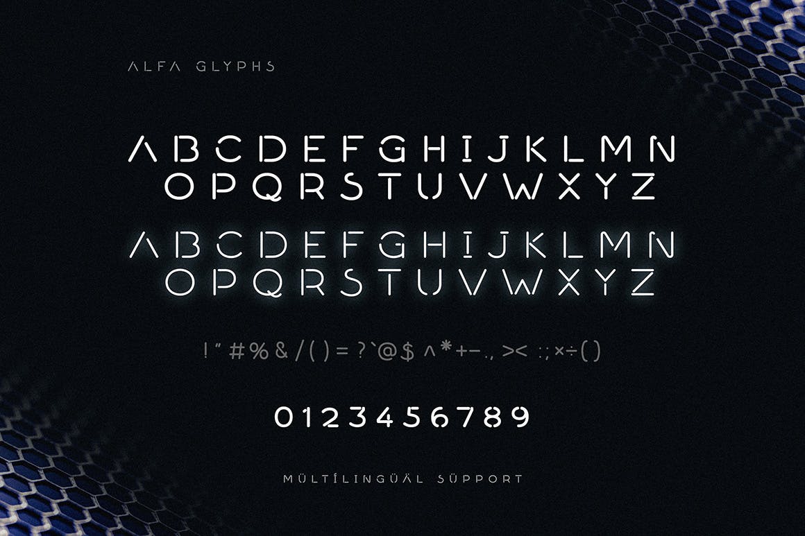 未来派科技电影标题几何装饰英文字体 Alfa - Minim