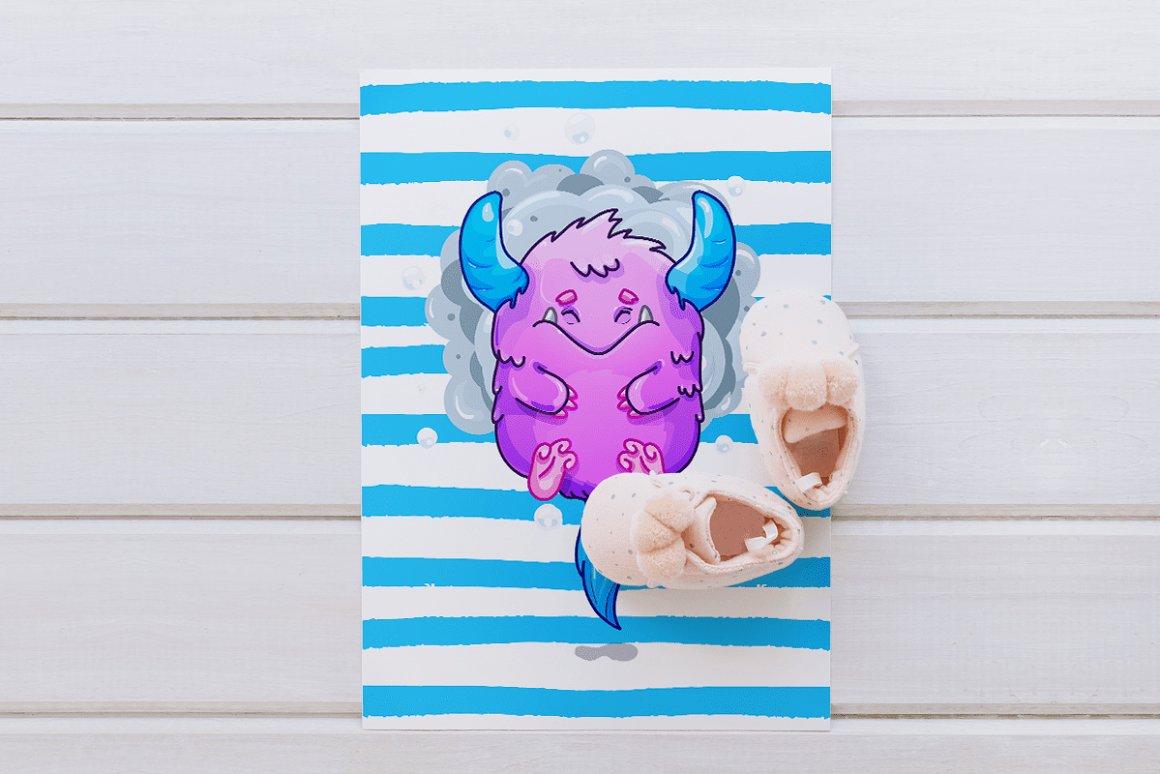 可爱有趣的小怪兽贴纸剪贴画素材 Cute Monsters
