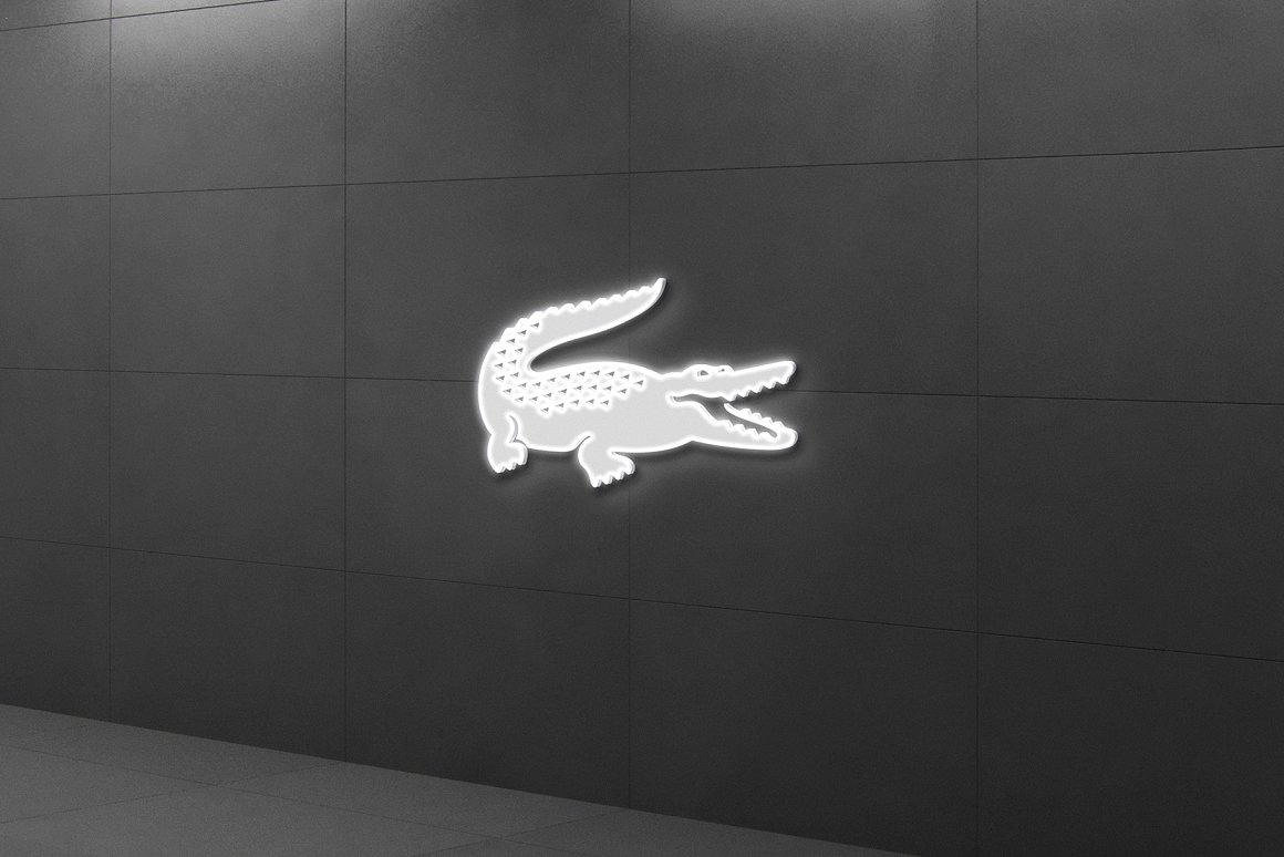 企业形象墙店面亚克力发光立体字商标提案样机模板 Logo M