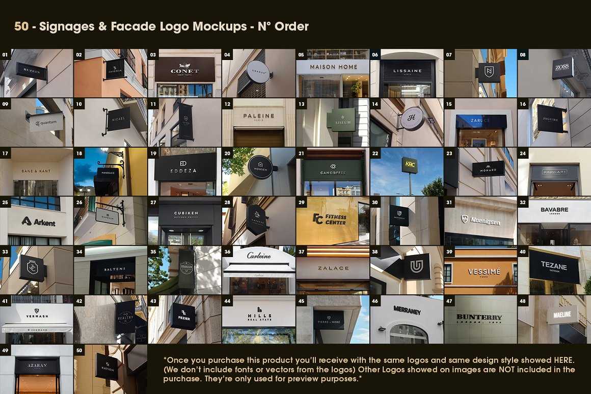 50款店铺商店门头店标外墙标牌商标LOGO设计提案样机 Si
