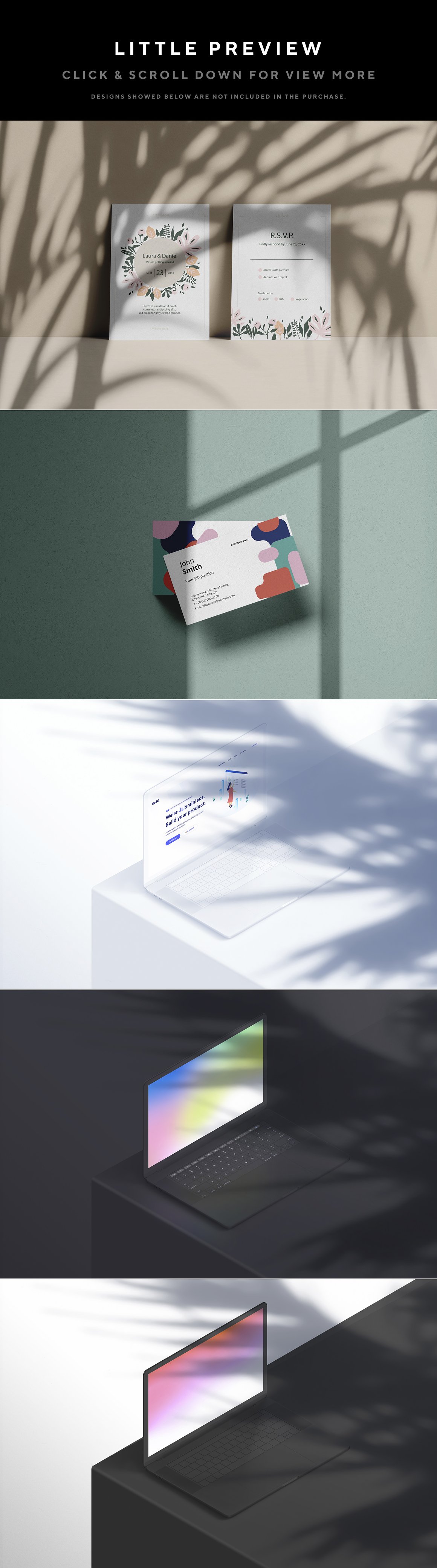 高级自然阳光植物光影品牌UI网页设计提案样机模板 100 B