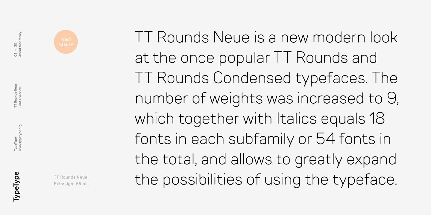 现代极简主义圆角几何英文字体家族 TT Rounds Neu