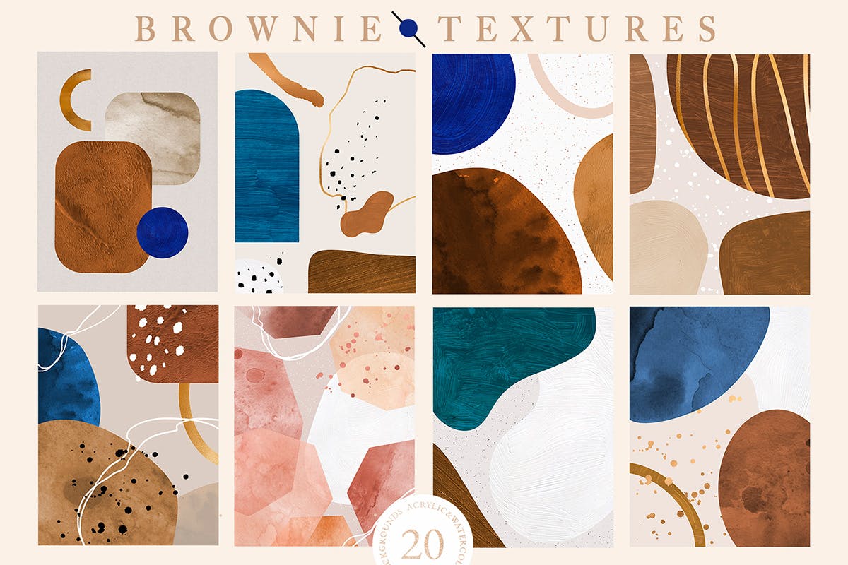 20张抽象绘画颜料飞溅形状线条纹理素材 Brownie In