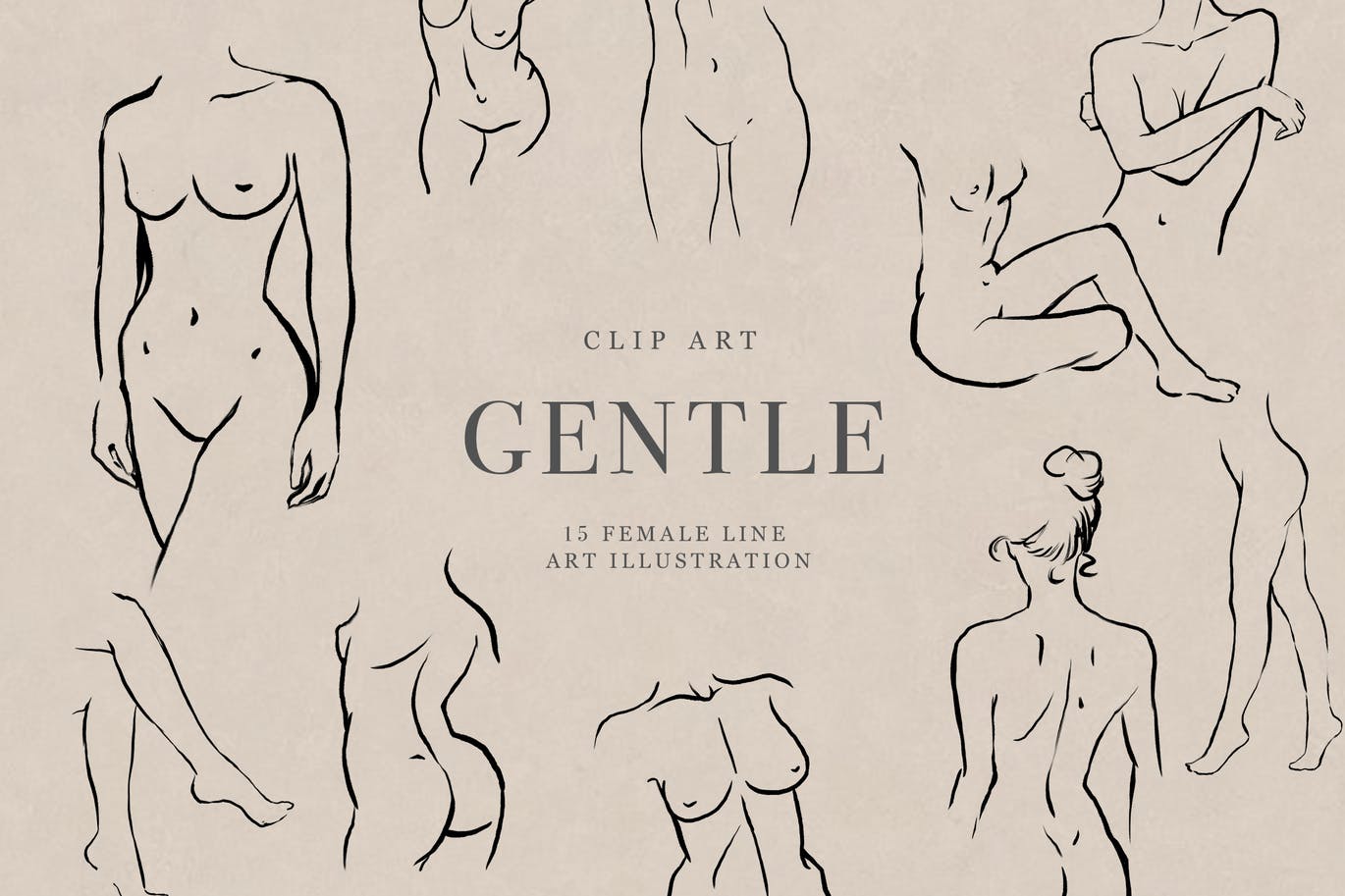 婀娜多姿的女性裸体线条艺术抽象女人PNG素材 Gentle