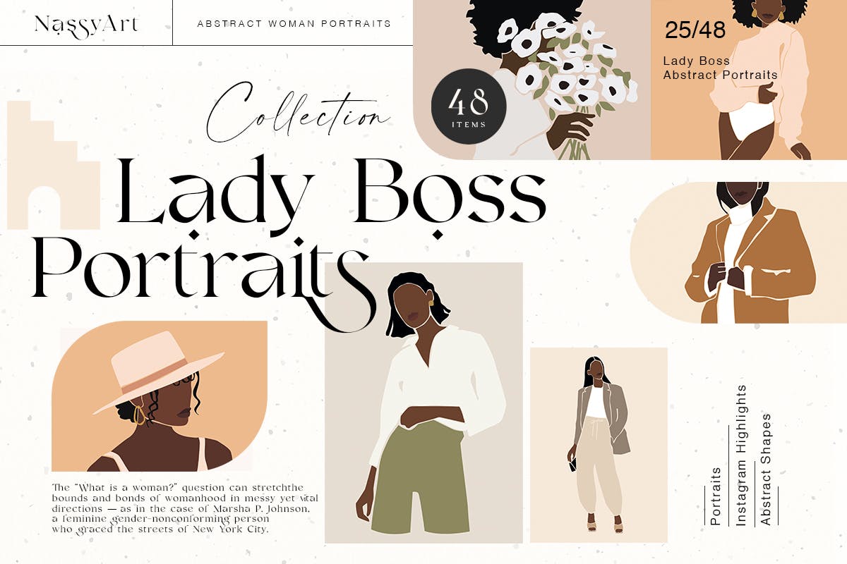 现代新时代独立女性总裁老板形象插画素材合辑 Lady Bos