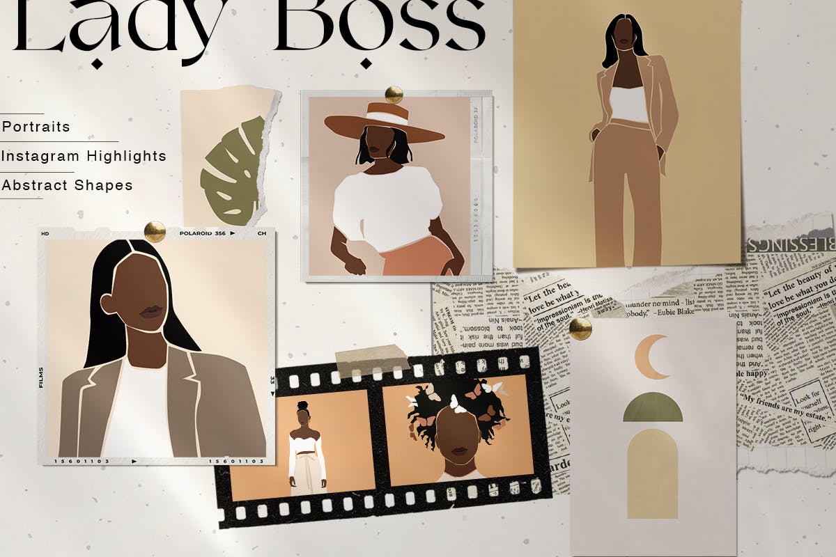 现代新时代独立女性总裁老板形象插画素材合辑 Lady Bos