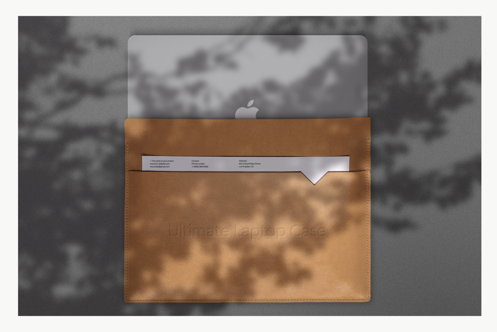 高品质自然光影苹果超薄笔记本皮套品牌设计提案样机模板 Bra