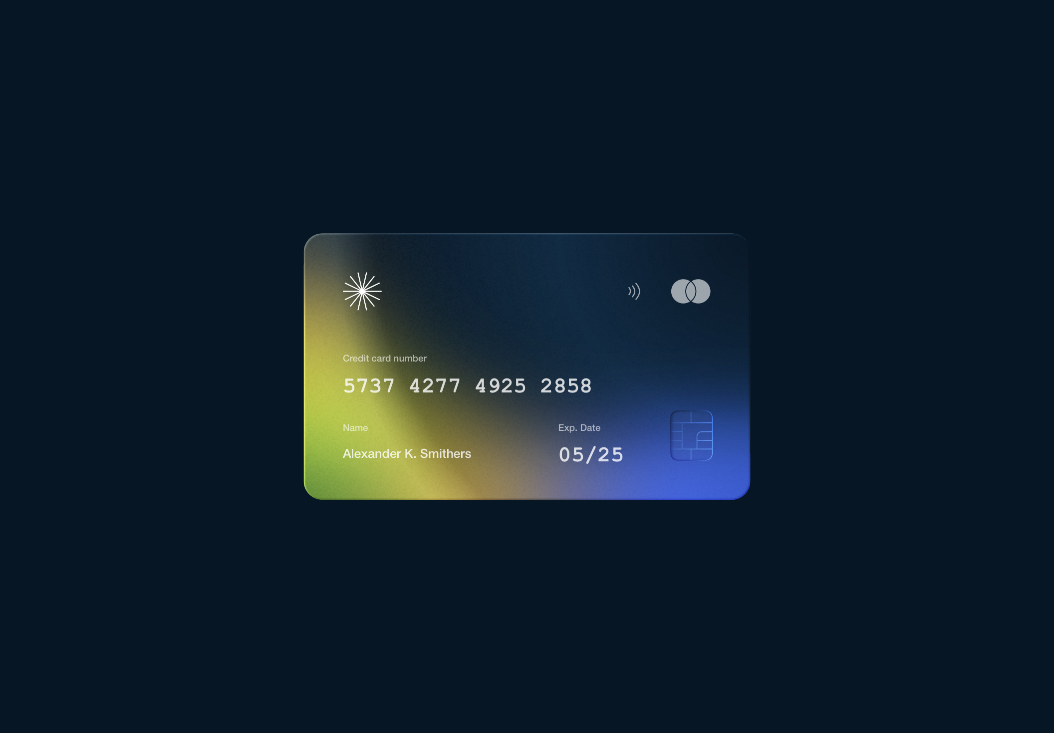未来派模糊颗粒感磨砂渐变银行卡信用卡样机模板 3D Meta