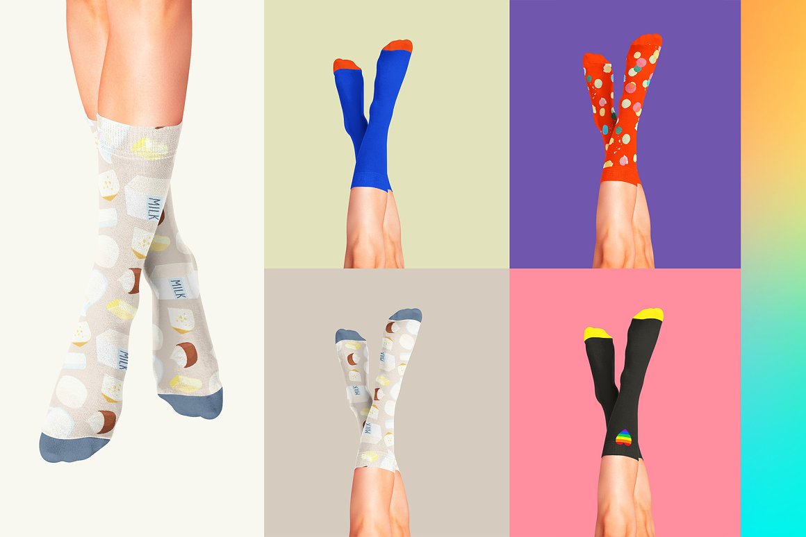 高品质腿模经典袜子贴图设计提案样机模板 All Socks