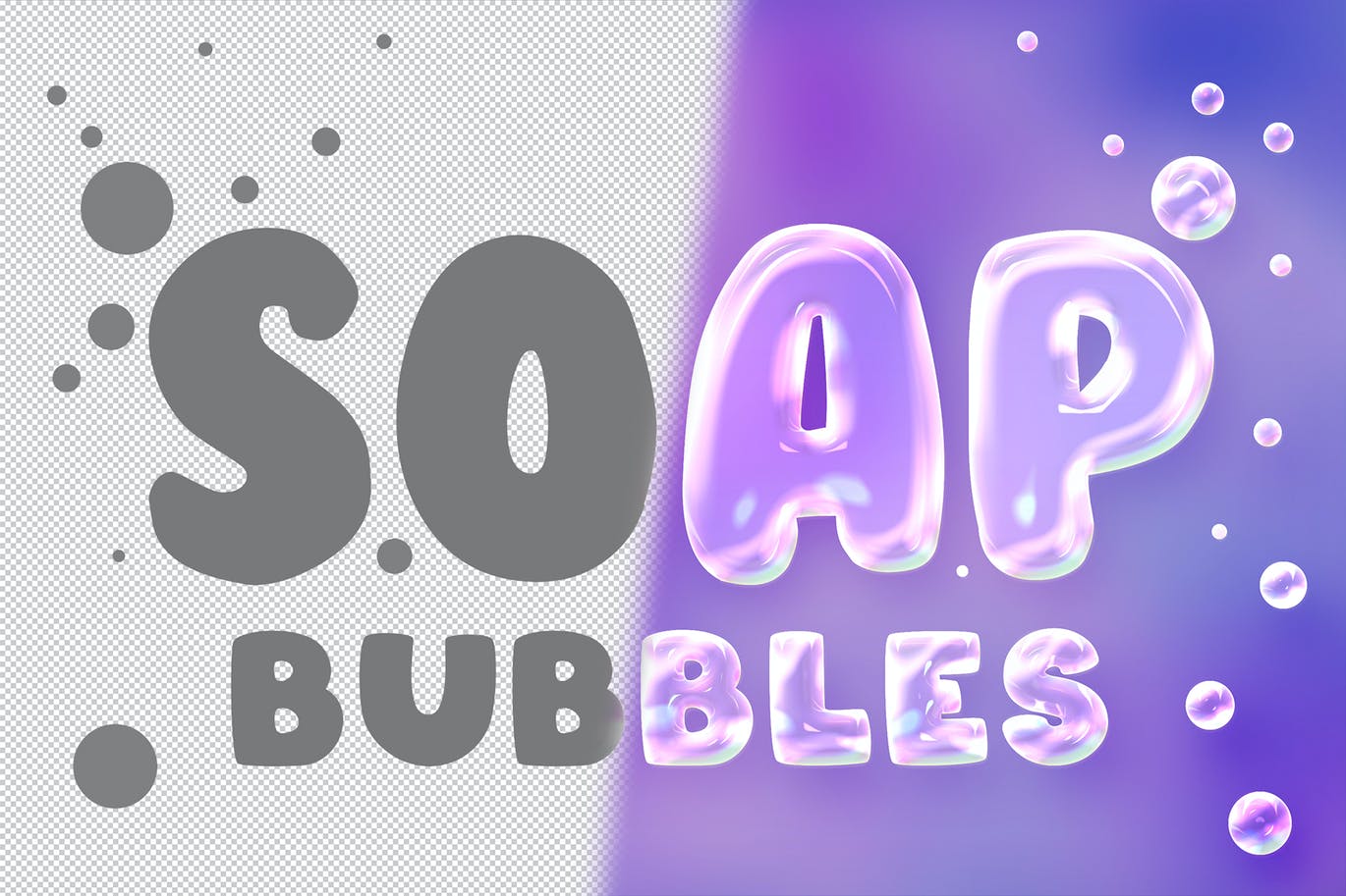 高品质逼真肥皂气泡文字特效PS模板 Soap Bubbles