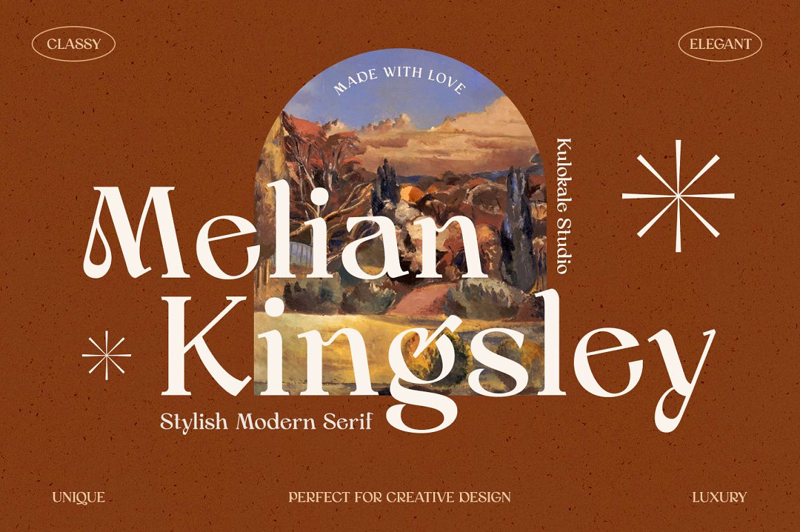 波利米亚时尚优雅的复古衬线英文字体 Melian Kings