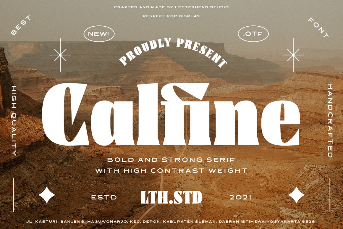 厚重复古感粗体杂志标题排版英文衬线字体 Calfine -
