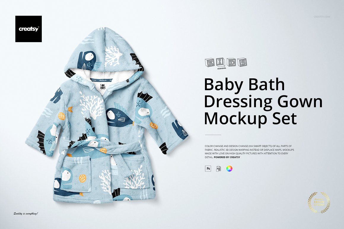 高品质儿童浴袍服饰母婴品牌设计提案样机模板 Baby Bat