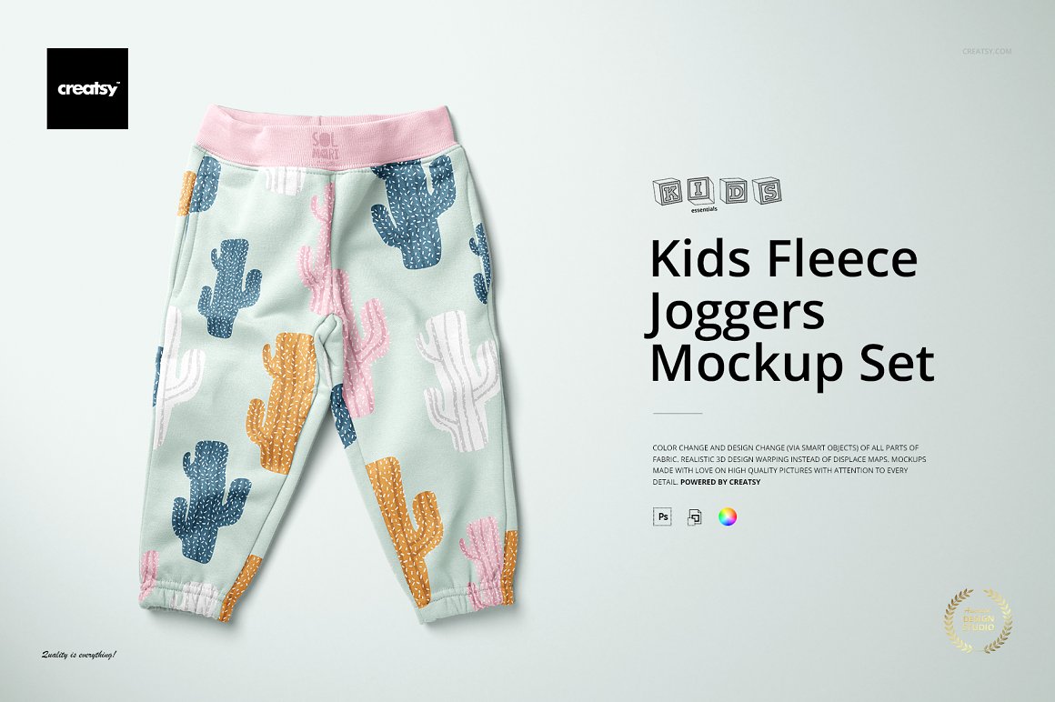 儿童抓绒羊毛长裤母婴品牌设计提案样机模板 Kids Flee