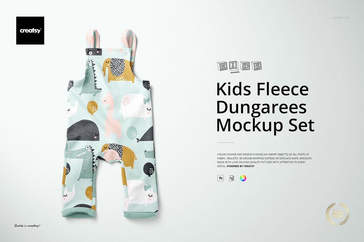 儿童背带裤吊带裤母婴品牌设计提案样机模板 Kids Flee