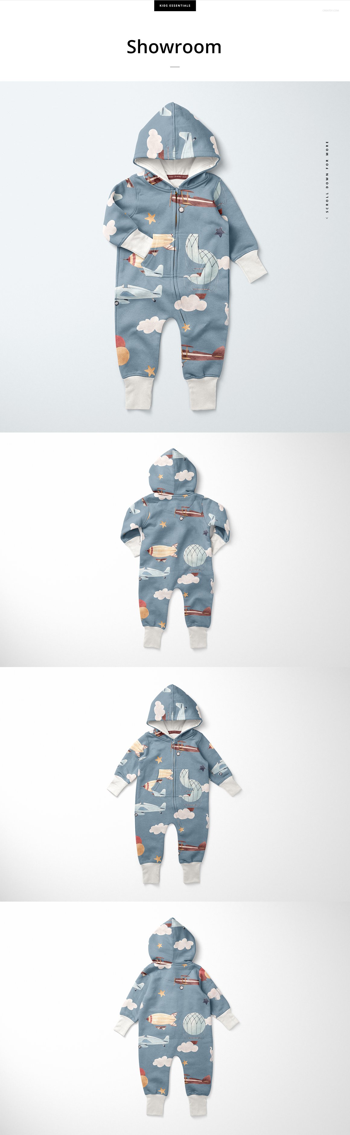 儿童连帽连体衣套装母婴品牌设计提案样机模板 Baby Tod