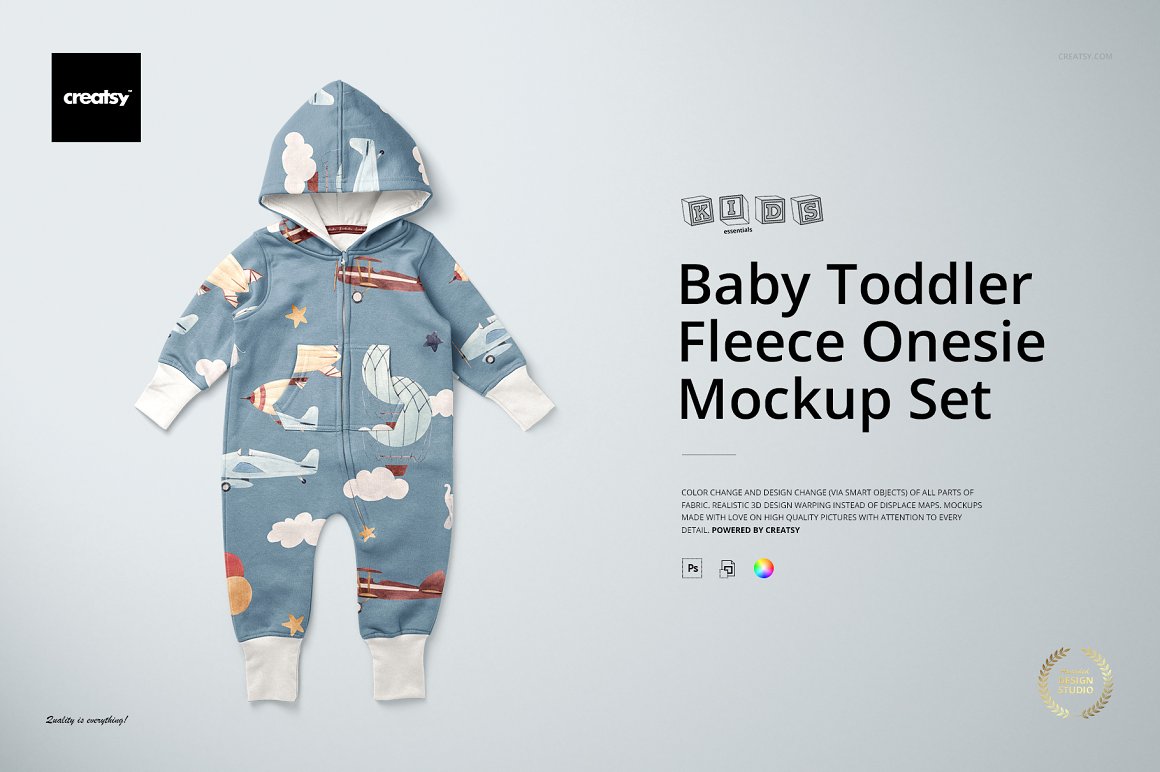 儿童连帽连体衣套装母婴品牌设计提案样机模板 Baby Tod