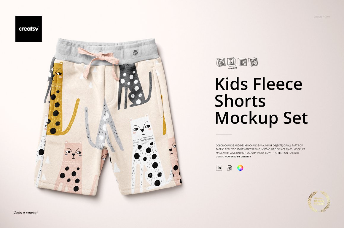 儿童抓绒短裤母婴品牌设计提案样机模板 Kids Fleece