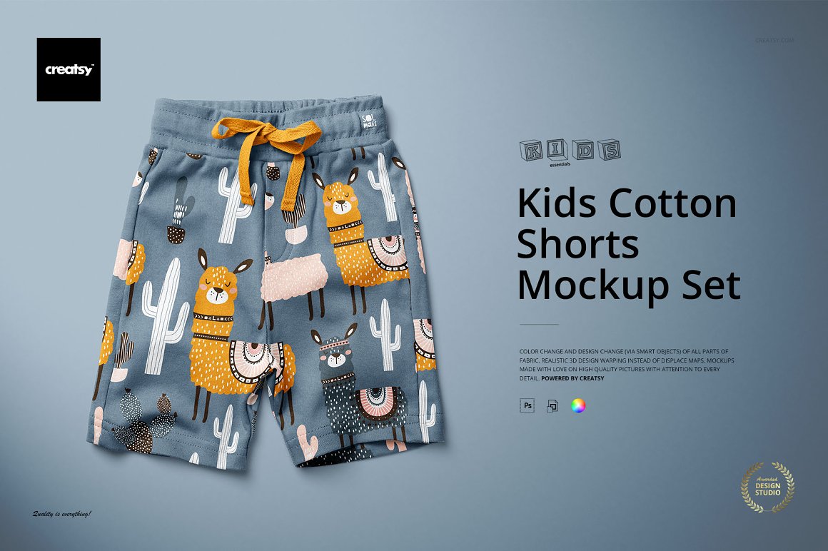 儿童纯棉短裤母婴品牌设计提案样机模板 Kids Cotton